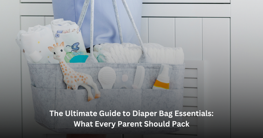 Mother carrying bag full of accessories for her baby diapering