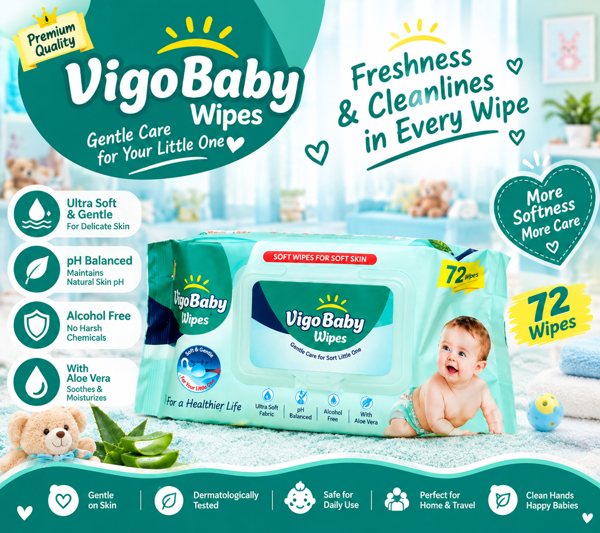 Pack of 5 Vigo Baby Wipes